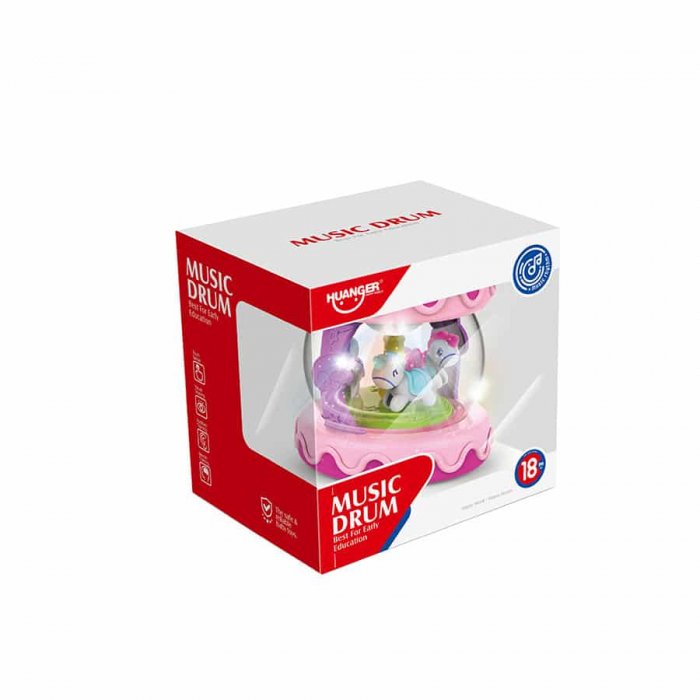 Toba cu Sunete si Lumini Baby Drum - Roz [4]