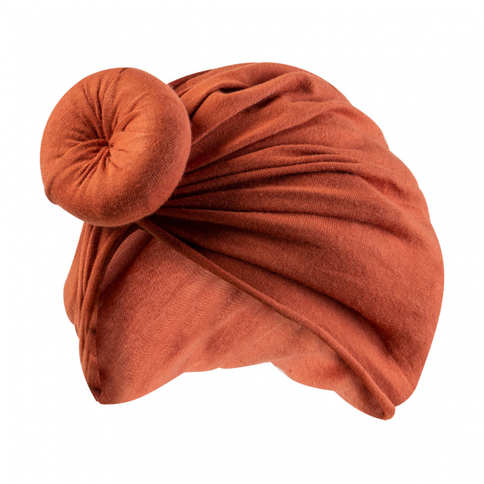 Turban pentru Fetite cu Coc - Caramiziu