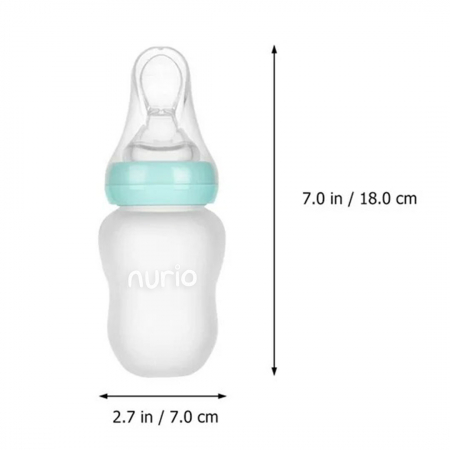 Sticluta inteligenta pentru diversificare 3 in 1 Nurio – lingurita, pai si tetina din silicon, 180 ml, bleu pastel [2]