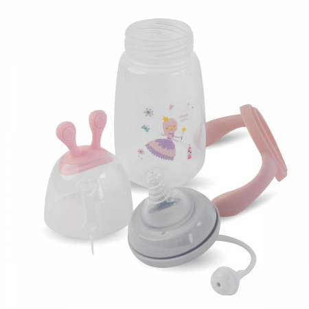 Biberon cu Tetina din Silicon si Dispozitiv Anticolici Roz - 300 ml [3]