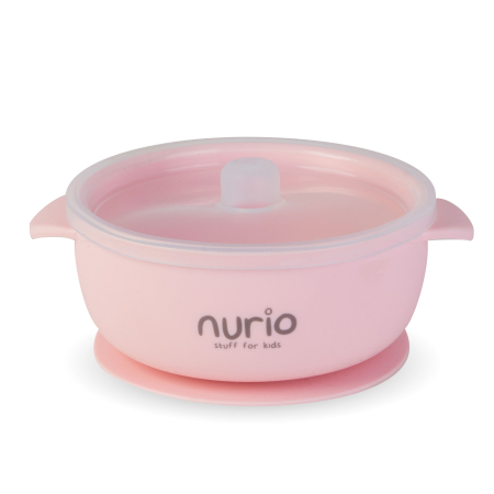 Noutati - Bol din silicon cu capac Nurio, Roz