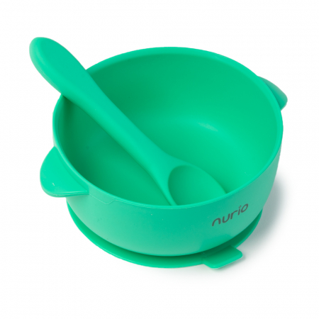 Bol Hranire Bebelusi, din Silicon, cu Lingurita si Capac - Verde [1]
