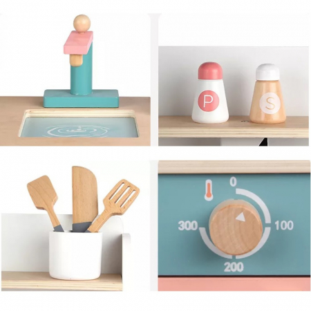 Bucatarie Multifunctionala din lemn cu Aragaz si Frigider [2]