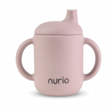 Farfurii - Cana din Silicon de Baut Apa cu Capac, Roz Pudra - Nurio