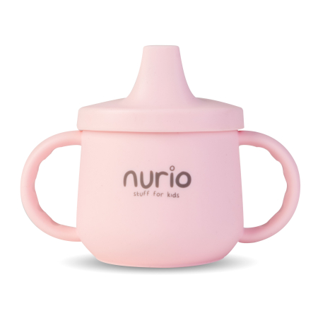Cani Pahare Sticlute - Cana din silicon pentru bebelusi cu manere Nurio, Roz