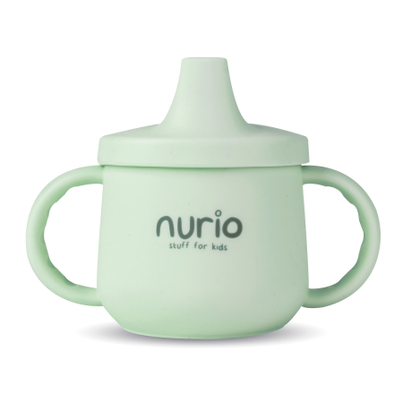Produse - Cana din silicon pentru bebelusi cu manere Nurio, Verde