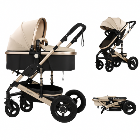 Carucior Luxury 2 in1 Bej-Negru