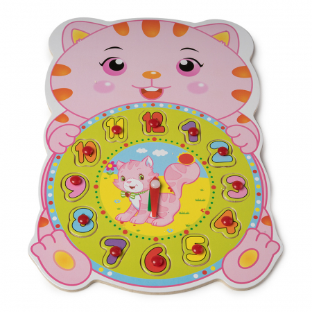 Puzzle-uri Clasice si Speciale - Ceas din Lemn tip Puzzle - Pisicuta - RESIGILAT