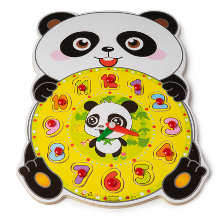 Ceas din Lemn Tip Puzzle - Ursulet Panda