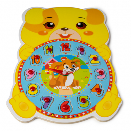 Puzzle-uri Clasice si Speciale - Ceas din Lemn Tip Puzzle - Catelus - RESIGILAT