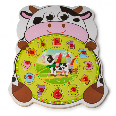 Puzzle-uri Clasice si Speciale - Ceas din Lemn Tip Puzzle - Vacuta