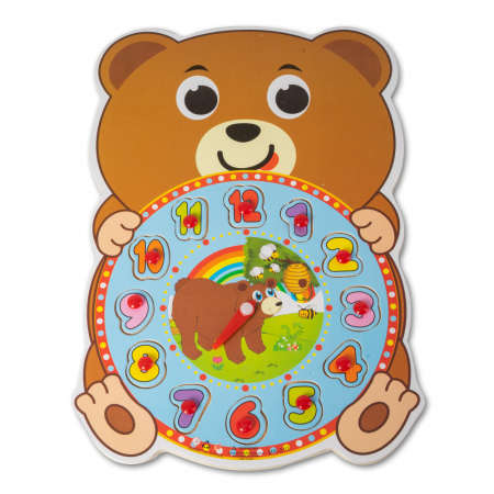 Puzzle-uri Clasice si Speciale - Ceas din Lemn tip Puzzle - Ursulet - RESIGILAT