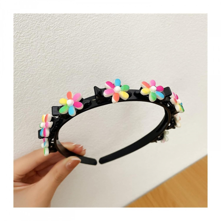 Accesorii - Cordeluta cu Agrafa - Floricele Multicolore