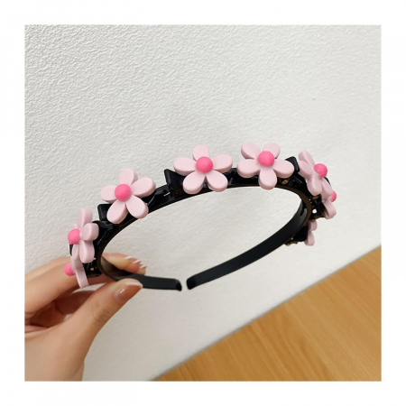 Accesorii - Cordeluta cu Agrafa - Floricele Roz