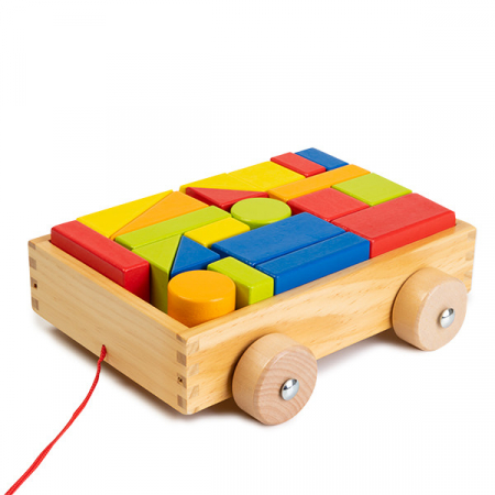 Cuburi Constructie din Lemn in Cutie - 21 piese - Jucarie de Tras [1]