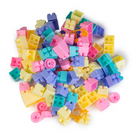 Masute Multifunctionale si Blocuri de Constructie - Cuburi de Constructie in Saculet - 100 Piese