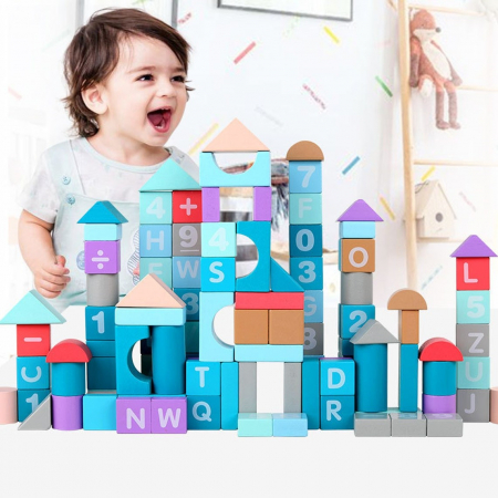 Cuburi din Lemn, Alfabet si Numere - 108 Piese Montessori [3]