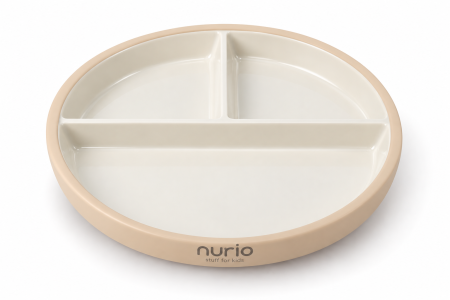 Produse - Farfurie compartimentata din ceramica cu protectie din silicon Nurio - Bej
