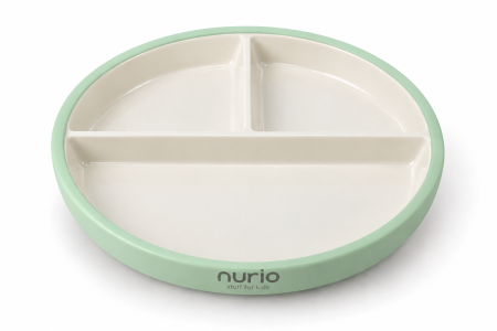 Produse - Farfurie compartimentata din ceramica cu protectie din silicon Nurio -Verde