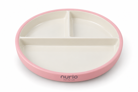 Produse - Farfurie compartimentata din ceramica cu protectie din silicon Nurio -Roz