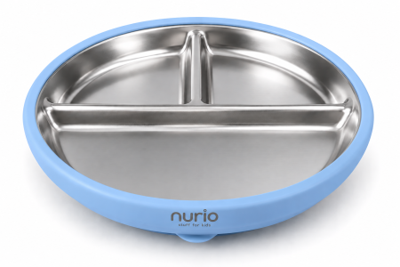 Produse - Farfurie compartimentata din inox cu protectie din silicon Nurio - Albastru