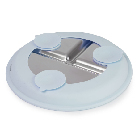 Farfurie compartimentata din inox cu protectie din silicon Nurio - Albastru [2]