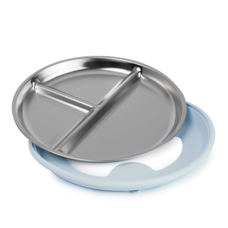 Farfurie compartimentata din inox cu protectie din silicon Nurio - Albastru [1]