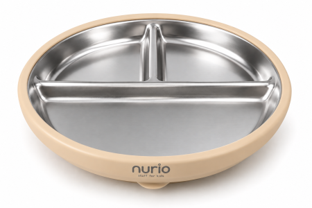 Produse - Farfurie compartimentata din inox cu protectie din silicon Nurio - Bej