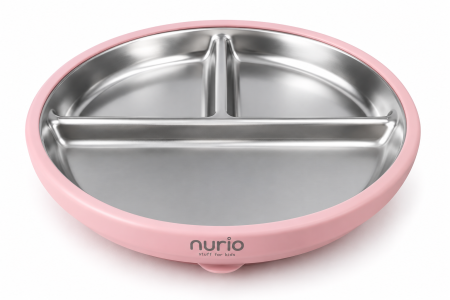 Produse - Farfurie compartimentata din inox cu protectie din silicon Nurio - Roz