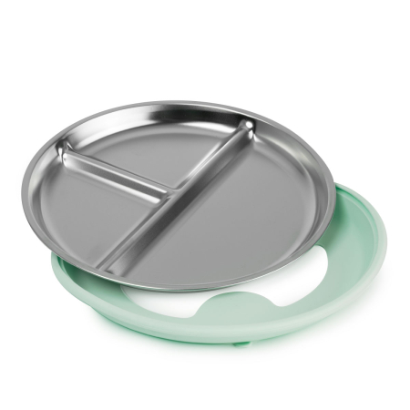 Farfurie compartimentata din inox cu protectie din silicon Nurio - Verde [1]