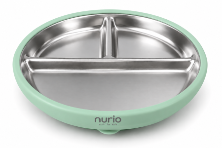 Produse - Farfurie compartimentata din inox cu protectie din silicon Nurio - Verde