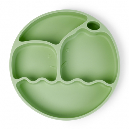 Farfurie din Silicon cu Pai pentru Copii - Verde [1]