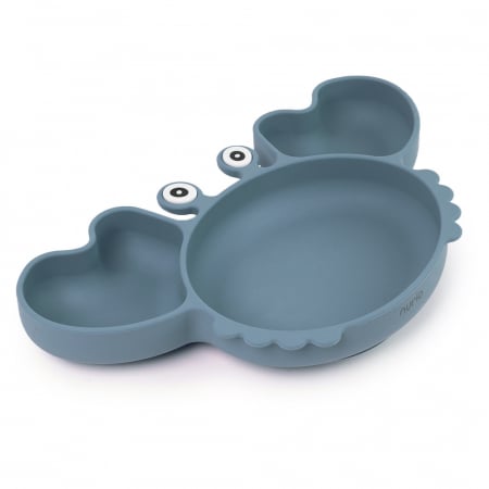 Farfurie din Silicon pentru Copii - Crab Gri/Albastru [1]