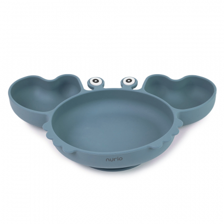 Farfurie din Silicon pentru Copii - Crab Gri/Albastru [2]