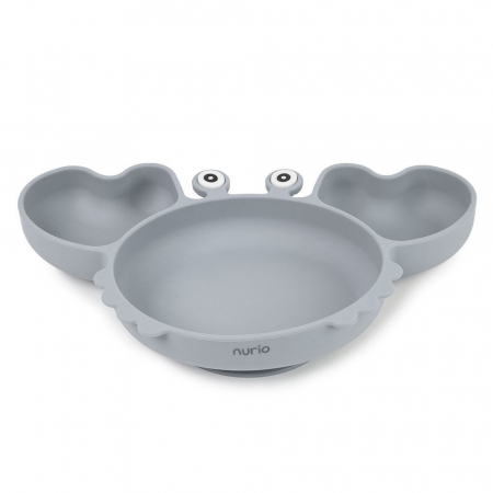 Farfurie din Silicon pentru Copii - Crab Gri [2]