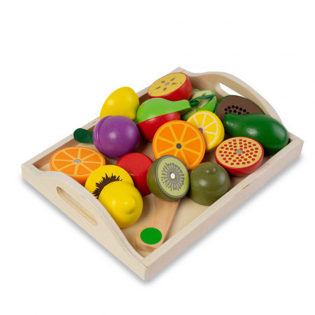 Fructe din lemn in tavita - 11 piese Montessori [0]