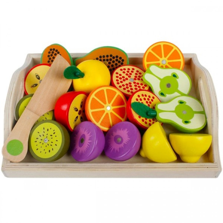 Fructe din Lemn in Tavita - 11 Piese Montessori [3]