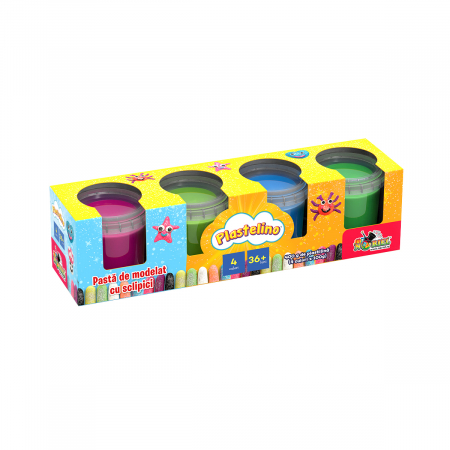 Produse - Pasta de Modelat cu Sclipici - 4 Culori - Plastelino