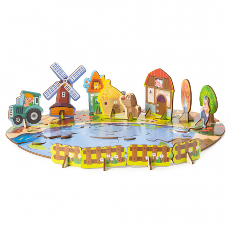 Joc din Lemn 3 in 1 de Pescuit Magnetic si Puzzle - Ferma Montessori [1]
