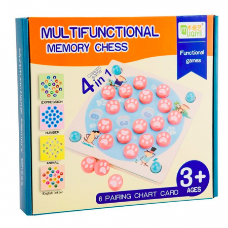 Joc din Lemn 4 in 1 "Multifunctional Memory Chess"