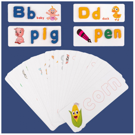 Joc din Lemn cu Carduri si Llitere in Engleza Montessori [1]