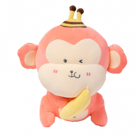 Jucarie de Plus Maimuta cu Banana Roz, 23cm [0]