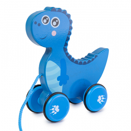 Jucarii din Lemn - Jucarie de Tras din Lemn cu Roti - Dinozaur