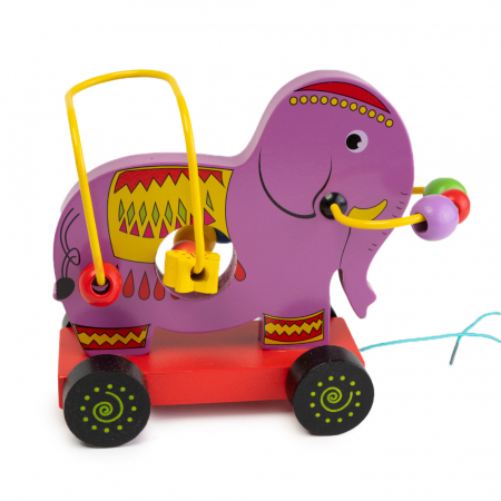 Jucarii din Lemn - Jucarie Pentru Dezvoltare Motrica - Elefant