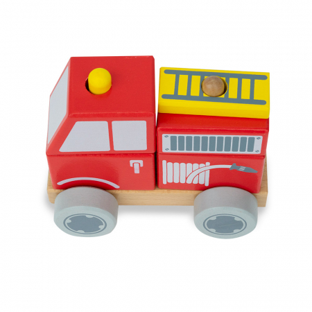 Cuburi Constructie si Masute Multifunctionale - Blocuri de Constructie din Lemn tip Masina de Pompieri
