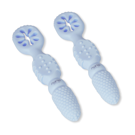 Produse - Lingurita de antrenament din silicon pentru bebelusi Nurio, Albastru