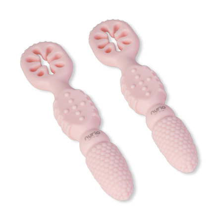 Noutati - Lingurita de antrenament din silicon pentru bebelusi Nurio, Roz
