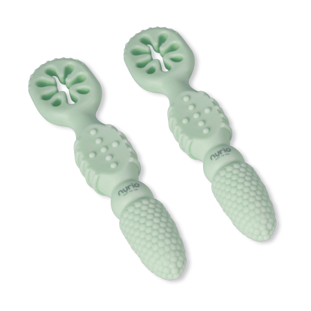 Produse - Lingurita de antrenament din silicon pentru bebelusi Nurio, Verde