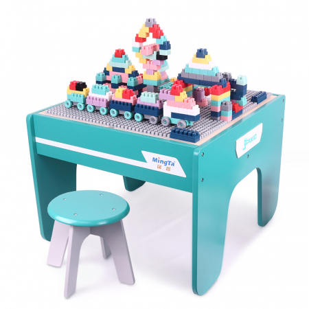 Masa multifunctionala din lemn - lego și birou cu scaunel pentru copii [0]