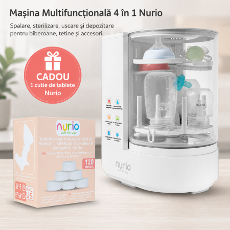 ECHIPAMENTE SI ACCESORII PENTRU HRANIRE SI INGRIJIREA BEBELUSILOR - Masina Multifunctionala 4 in 1 Nurio – Pentru Spalarea, Sterilizarea, Uscarea si Depozitarea Biberoanelor, Tetinelor si Accesoriilor pentru Bebelusi